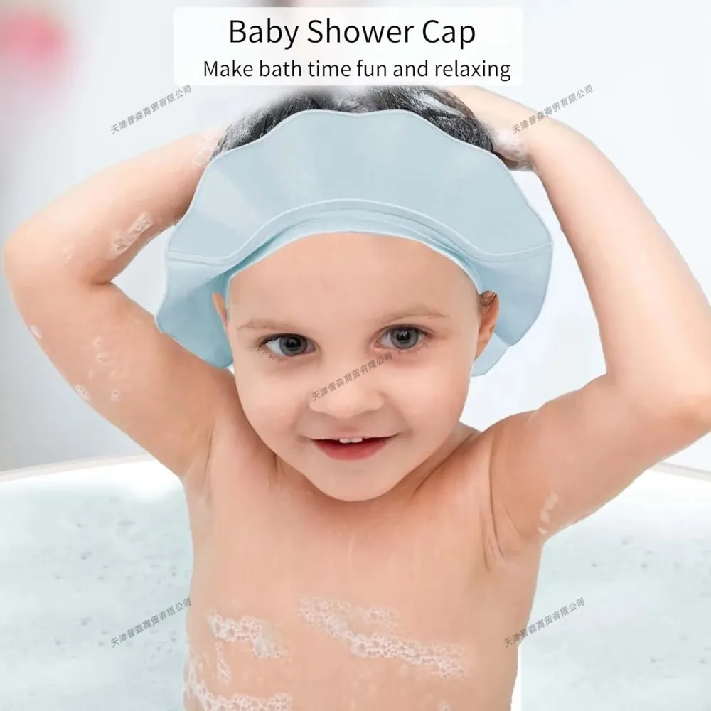 Adjustable Waterproof Shower Cap for Kids Soft Eye Protection Bath Hat for Children Baby Toddler Hair Washing Cover Safe Design