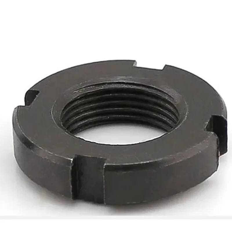 

M60/M56/M55/M52/M50/M48/M45/M42/M40/M39/M36/M35/M33/M30-M12 carbon steel black slotted round shaft round lock nut413