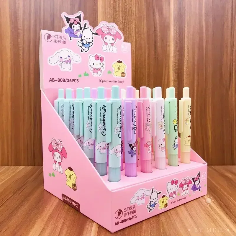 

Sanrio Kawaii 36pcs гелевая ручка для офиса Канцтовары Cinnamoroll Kuromi Melody Быстросохнущий чернильный пресс 0,5 мм черный набор инструментов для письма подарок