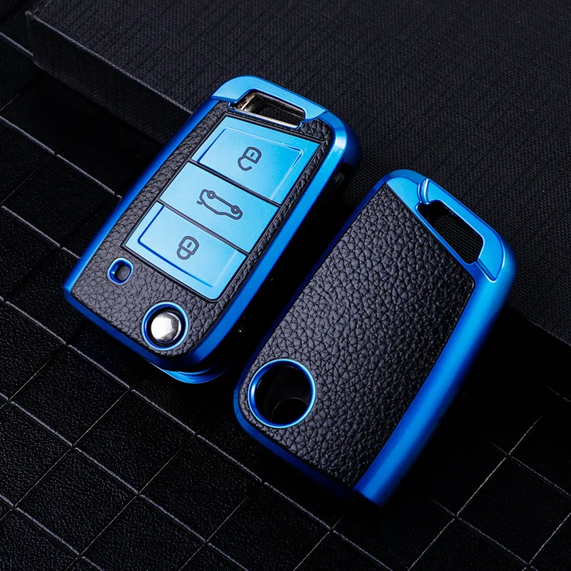 Key Case Cover Bag Keychain Protector for Volkswagen VW Polo Golf7 MK7 Tiguan Skoda Octavia Kodiaq Karoq Seat Ateca