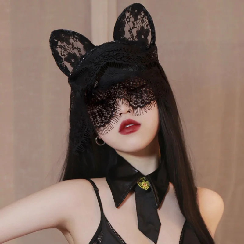 

Sexy Cosplay party masquerade ball headwear Lace veil Cute cat ears Cosplay Headband Hairpin woman squid game animation