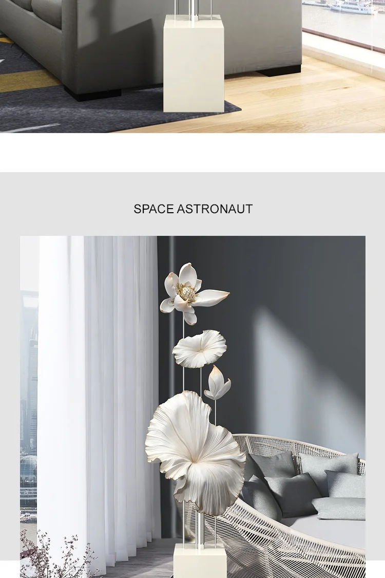 Lotus Rhyme Sculpture Decoration Living Room Large Floor Decoration Statue New Chinese Light Luxury Home Decor Housewarming Gift
