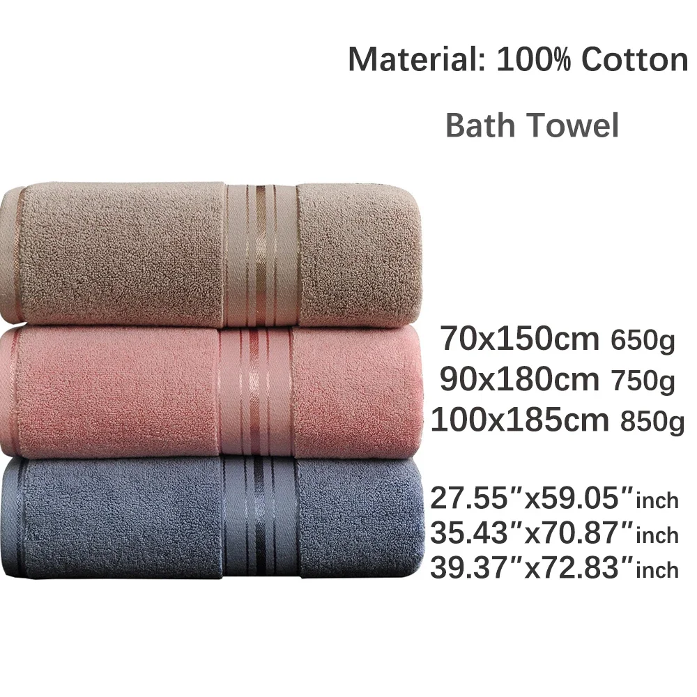 Bath Towel Household 100*185cm Larger Cotton Towel Absorbent Thicker Male and Female Couples Soft Towels Bathroom bath towel