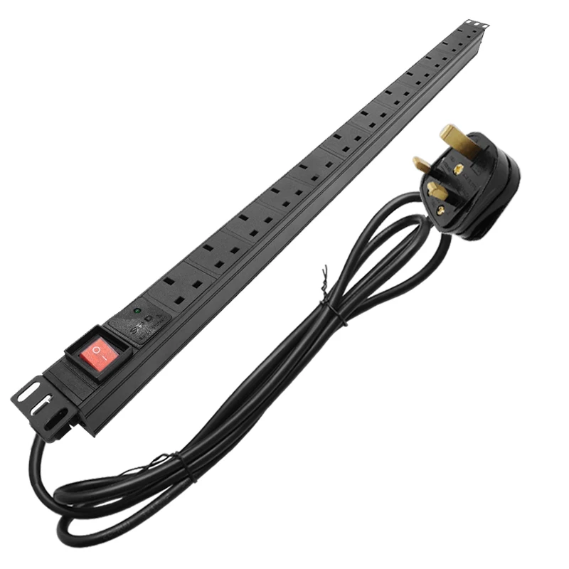 

Сетевой сетевой Стеллаж с вилкой для Великобритании, 12 А, Сетевой удлинитель PDU, Сетевой удлинитель с защитой от перенапряжения, кабель 2 метра ВКЛ./ВЫКЛ.