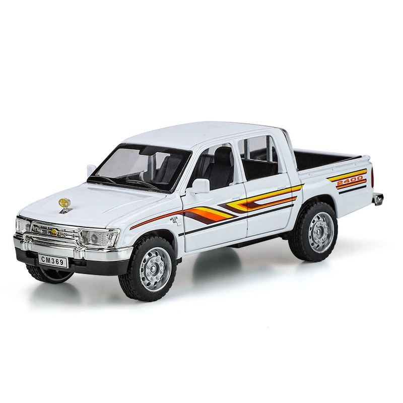 Diecast Alloy Toyota Hilux Pickup Truck Toy with Pull Back Action, Sound & Light