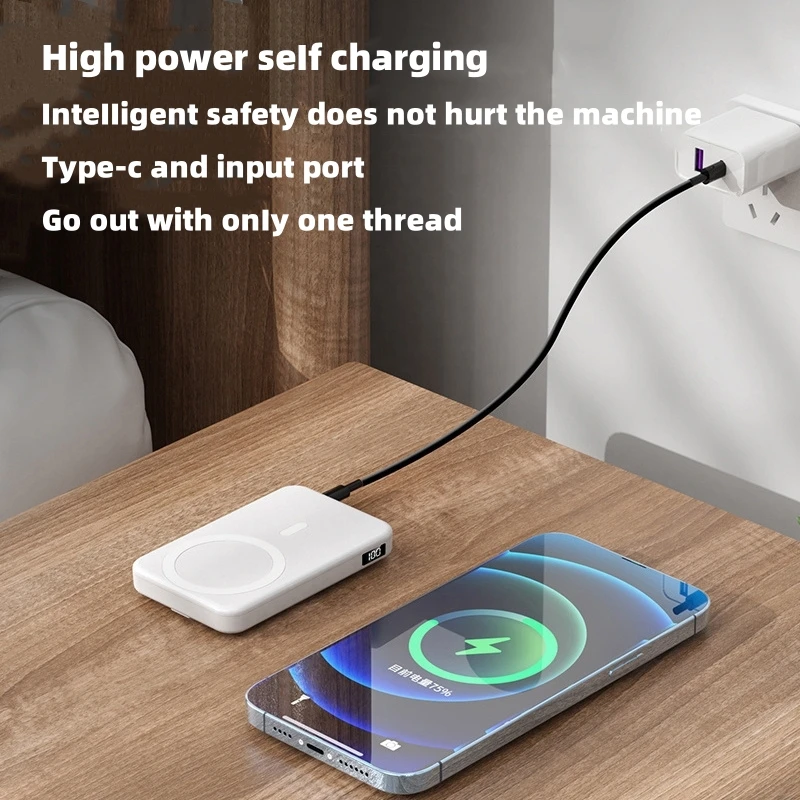 20000mAh 마그네틱 보조 배터리 휴대용 보조 배터리 15W 무선 급속 충전기 iPhone 15 14 13 12 외부 보조 배터리 팩용