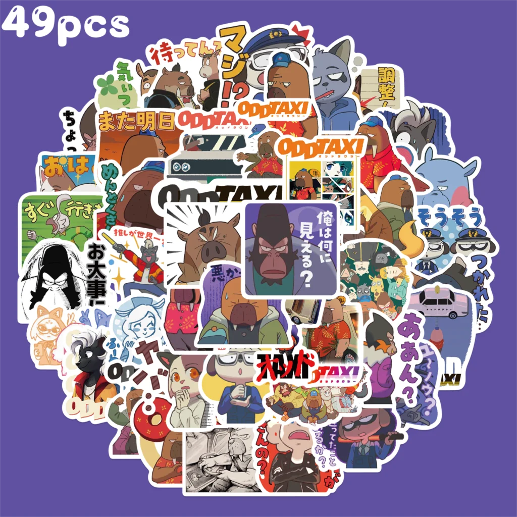 

50PCS Anime Odd Taxi Waterproof Sticker Luggage Notebook DIY Decorative PVC Decal Kids Toys