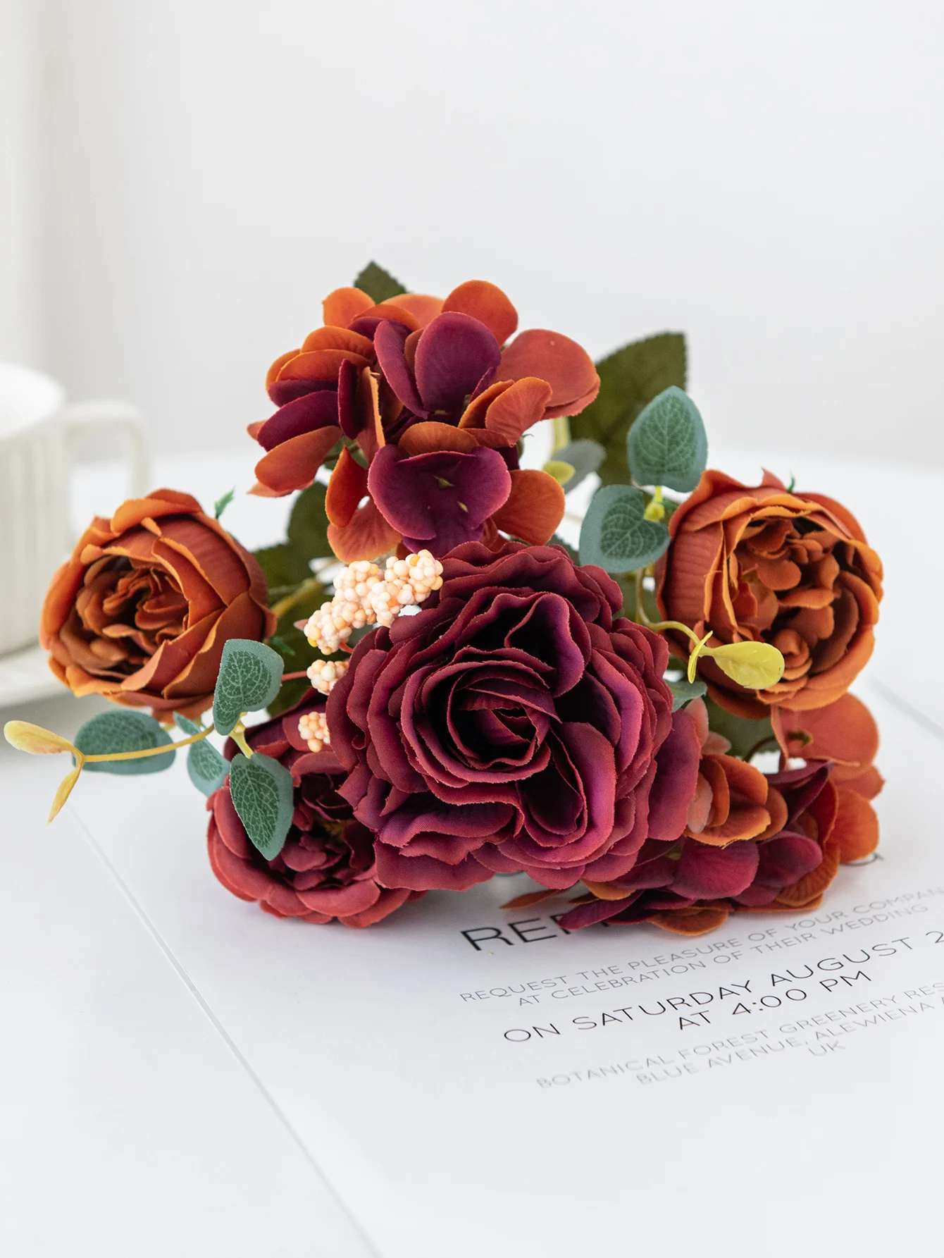 Vintage Silk Rose and Peony Bouquet for Wedding and Home Decor
