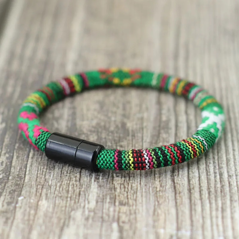 Bohemian Magnetic Clasp Cord Bracelet - Ethnic Friendship Jewelry