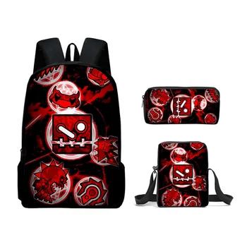 3D new product Geometry Dash student backpack crossbody bag pencil cas 1