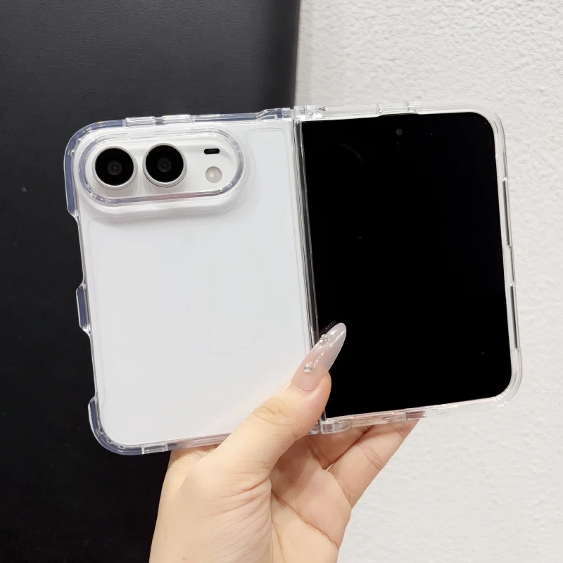 Luxury Shockproof Fold Phone Case with Hard PC+Acrylic Center – Bumper Protective Cover
