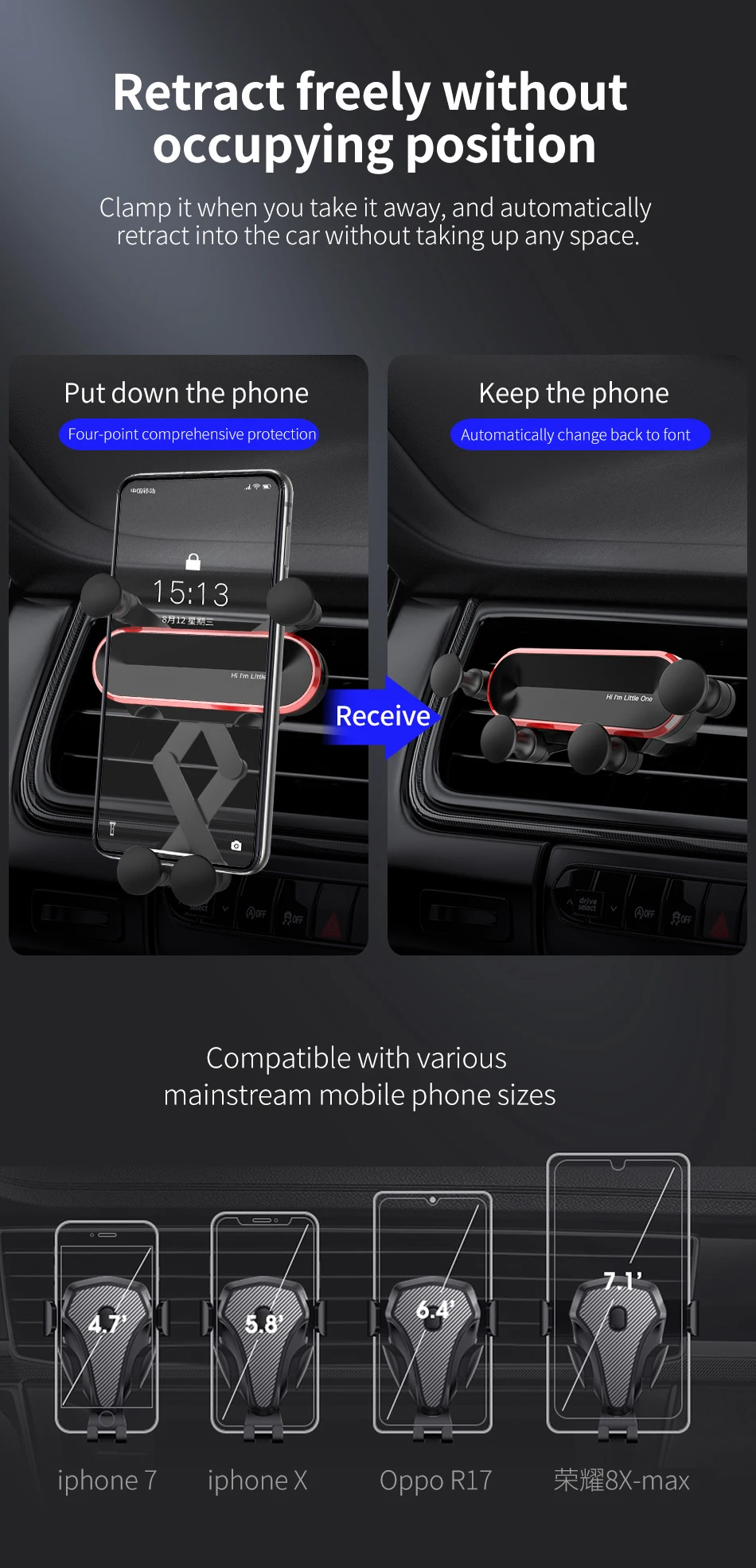 wooden mobile stand Schitec Universal Gravity Car Phone Holder Air Vent Mount Mobile Phone Stand Holder for Car Cell Phone Holder for iPhone Samsung car mobile holder