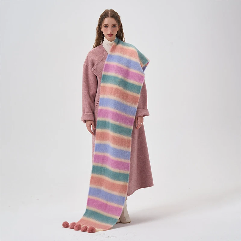 Women's Cashmere Feel Big Coloured Checked , Wrap Scarf, Thick Soft Large Winter Warm Scarf_voghion.com
