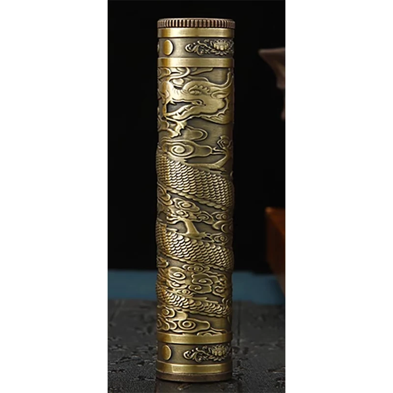 Vintage Dragon Metal Cigarette Case - Buddha Relief Design, Waterproof Tobacco Holder