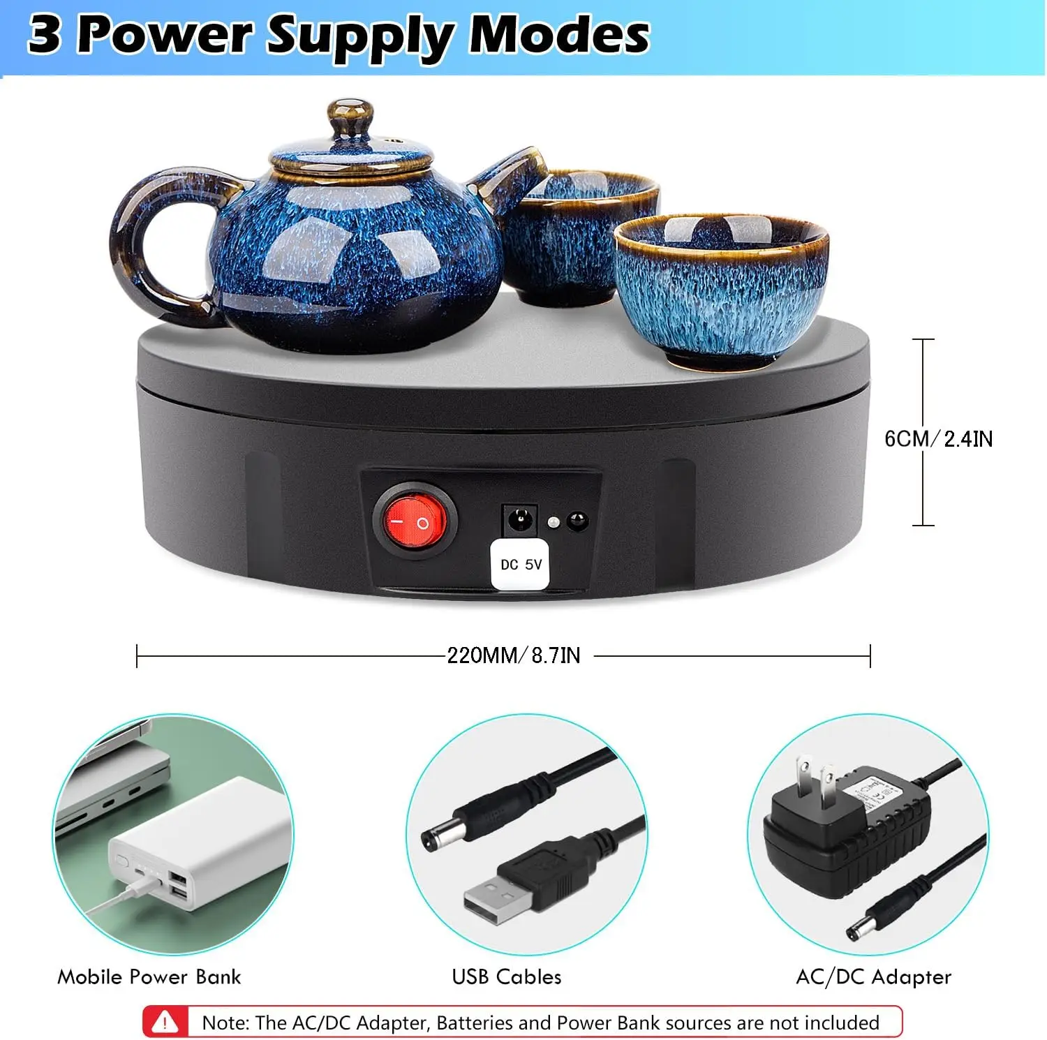 Motorized Rotating Display Stand, Remote Control 360 Degree Electric Rotating Turntable for Photography Products Display