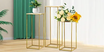 ,Set of 3 Metal Plant Stand Tall Cake Cylinder Pedestal Stand 