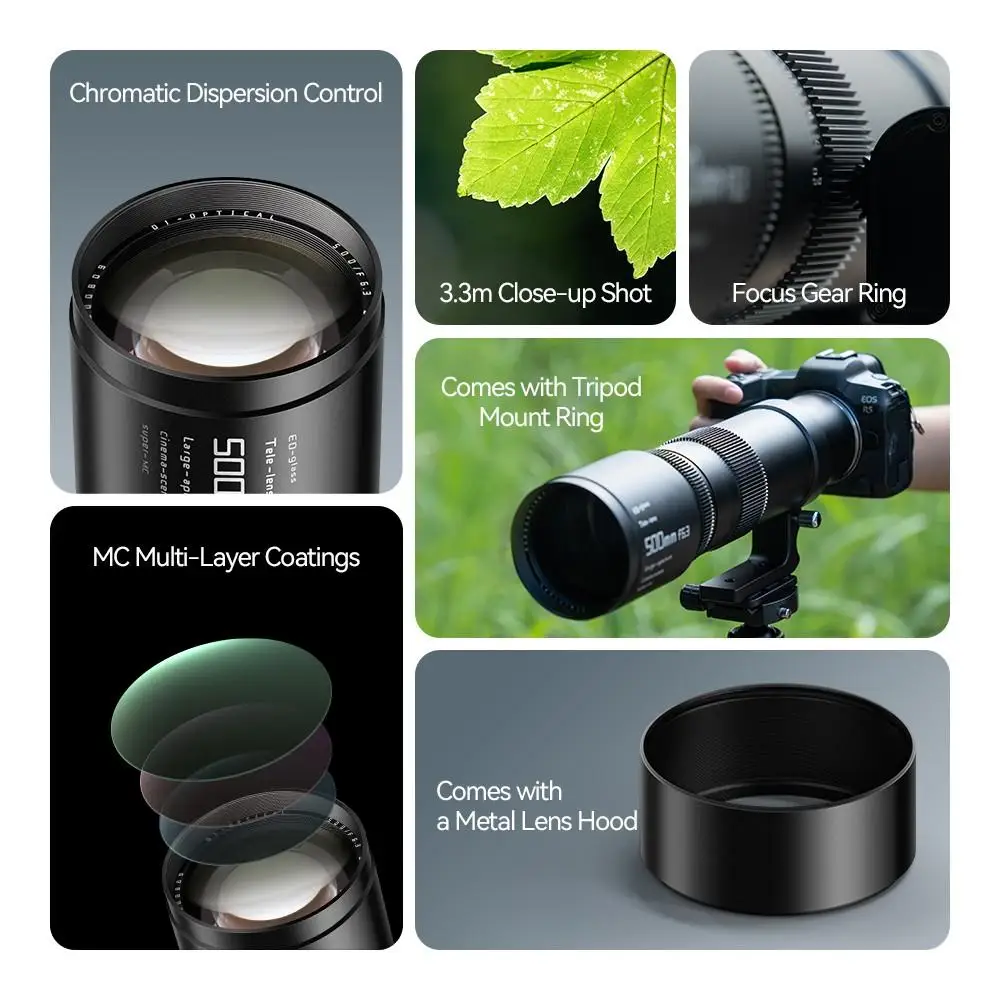 500mm F6.3 Full Frame Manual Focal Super Telephoto Lens for Sony E Nikon Z Leica