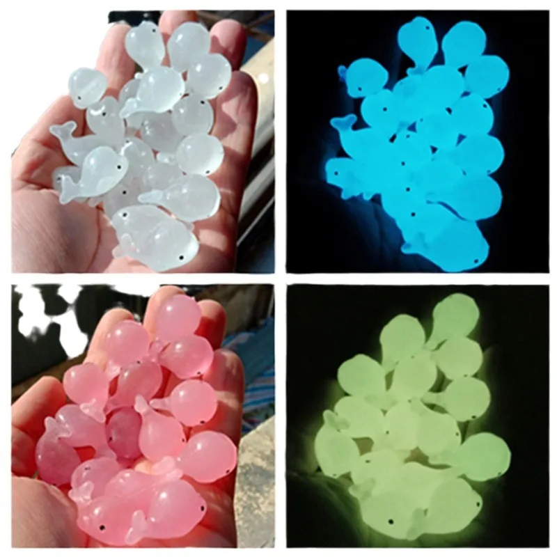 20pcs Luminous Whale Stones Resin Ornaments Aquarium Decoration Fluorescent Dolphin Micro Landscape Gravels