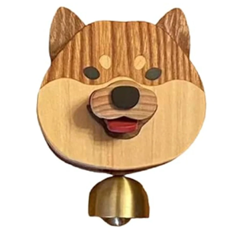 ABPQ-Wooden Shiba Inu Wind Chime Doorbell Hanging Decoration Wind Chime Wood Products Doorbell Shiba Inu Doorbell
