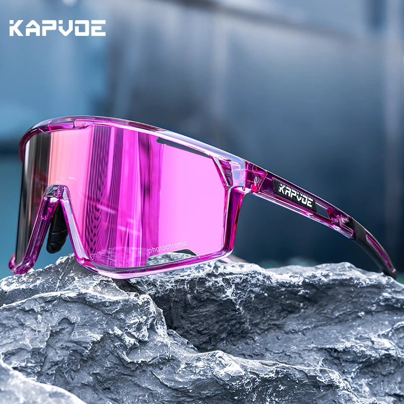 Kapvoe Photochromic Sunglasses Frame and Lens Photochromic Cycling Glasses UV400 Sports Glasses Running Driving Outdoor Eyewear
