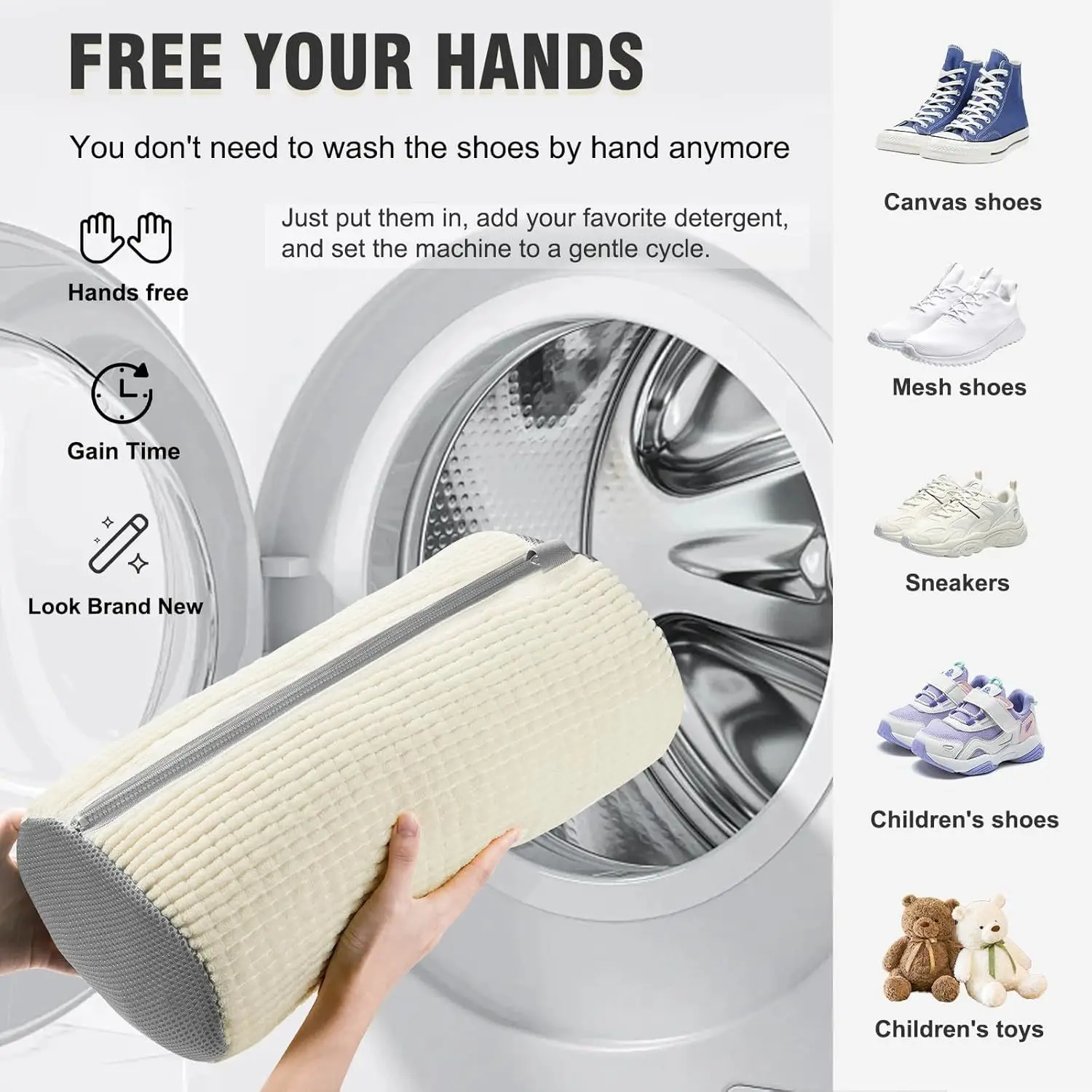 1/2/4Pcs Shoe Washing Machine Bag,Quick Easy Cleaning,Laundry Shoe Bag for Washer and Dryer,Suitable for All Shoe Types,Reusable