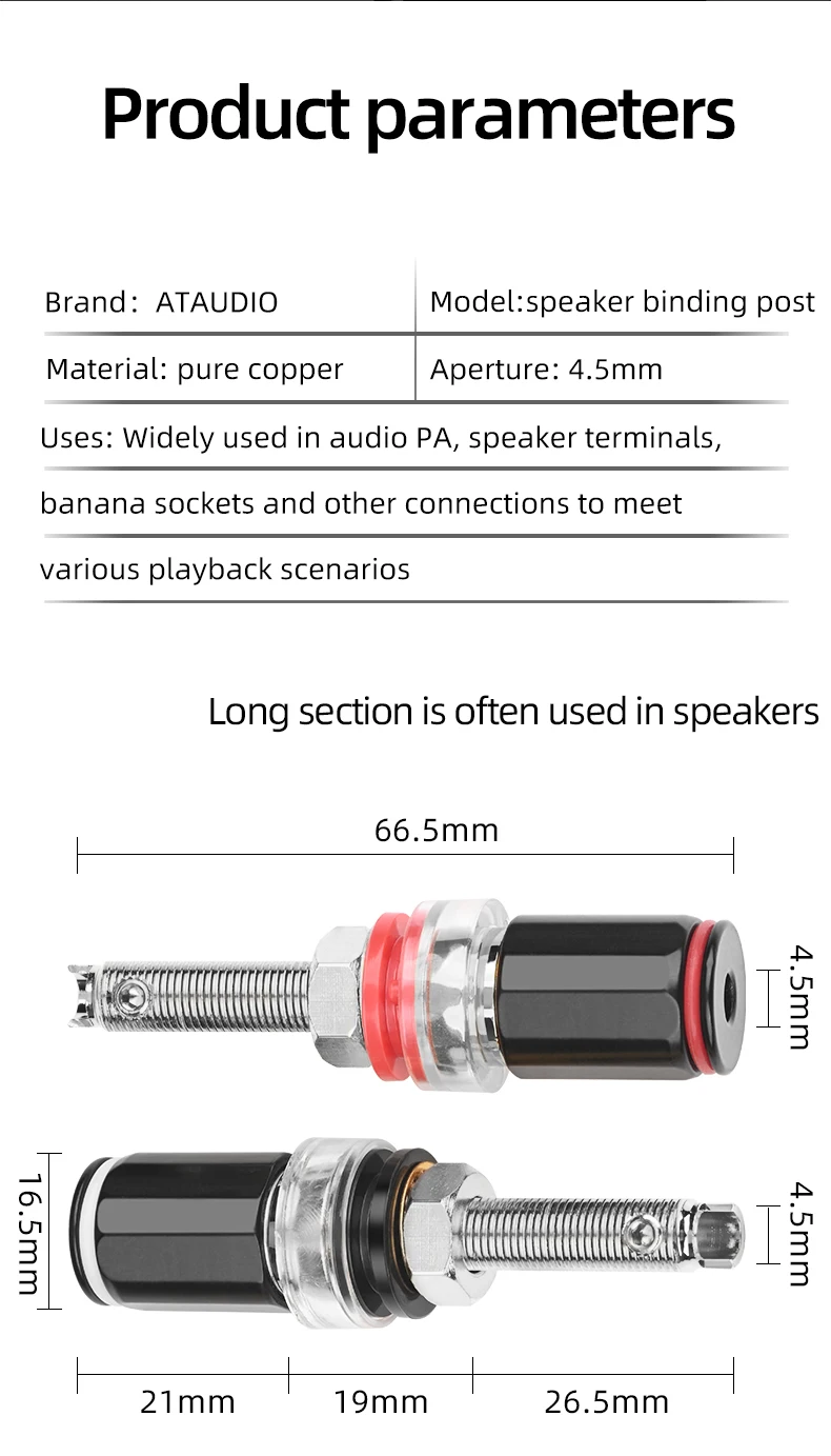 Ródio, Amplificador De Potência De Áudio Banana Plug, 4Pcs