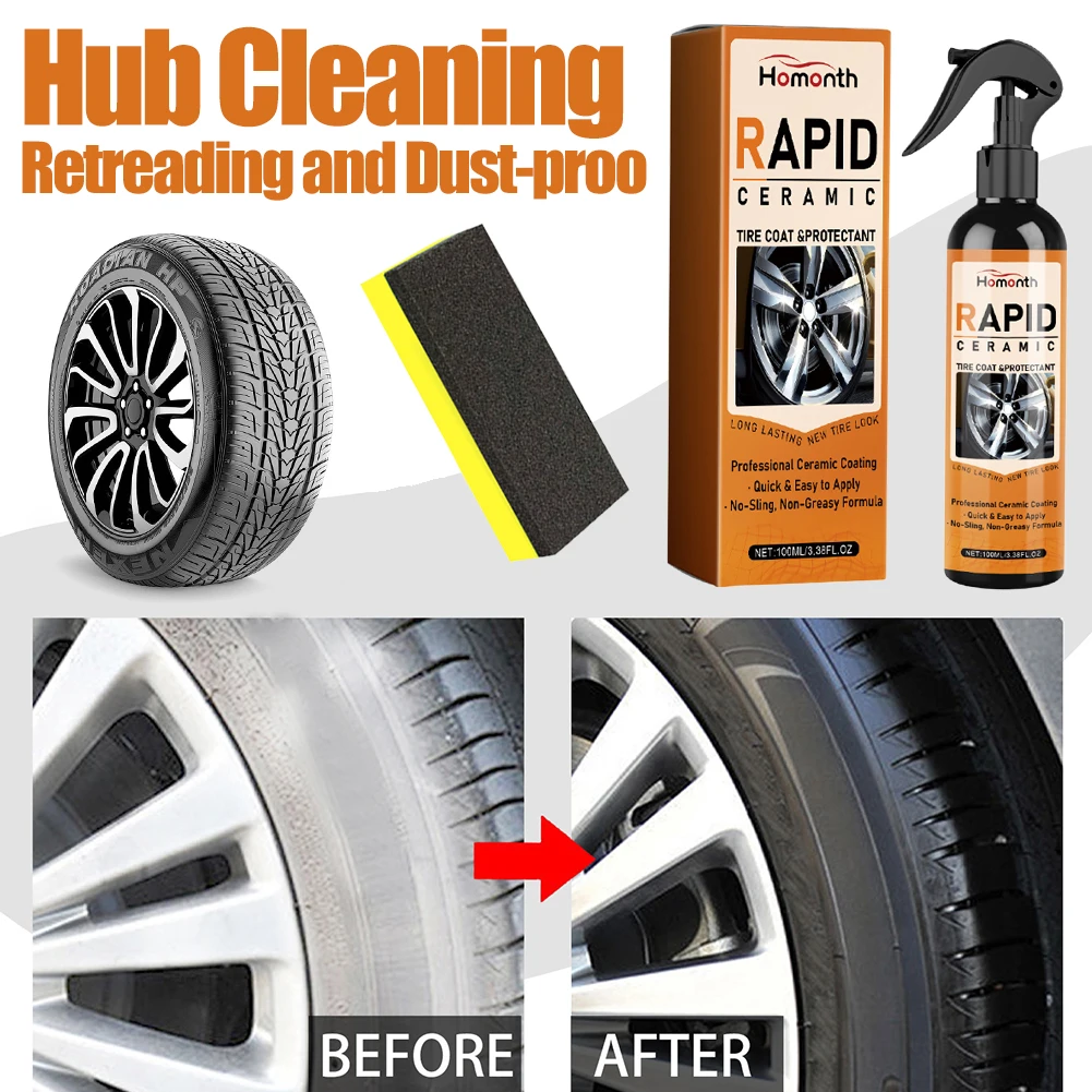 Tire Refurbishing Agent Dustproof Tyre Gloss Spray Car Wheel Rust Dust Remover Auto Cleaning Tool 1/2/3PCS 100ml