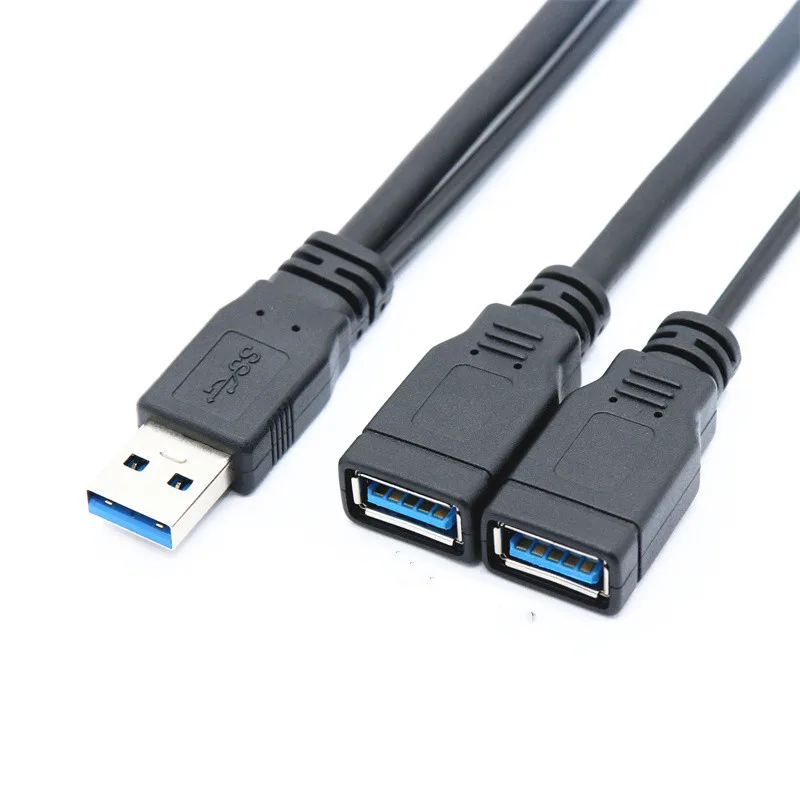 New USB 3.0 A 1 Male To 2 Dual USB Female Data Hub Power Adapter Y Splitter USB Charging Power Cable Cord Extension Cables