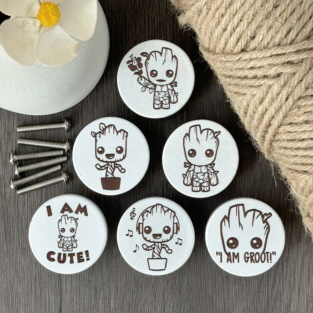 6 шт., деревянные ручки для ящика с гравировкой