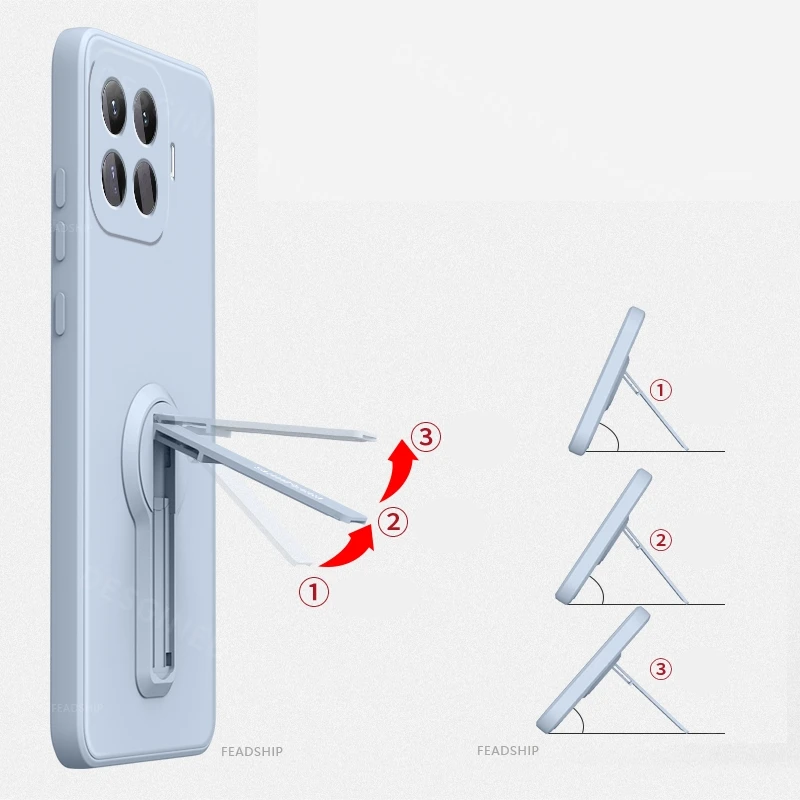 Shockproof Silicone Phone Case with Holder and Screen Protector
