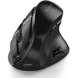 Ergonomic Rechargeable Bluetooth Vertical Wireless Mouse for Tablets, Laptops, and Notebooks (Right - Handed) (Black)