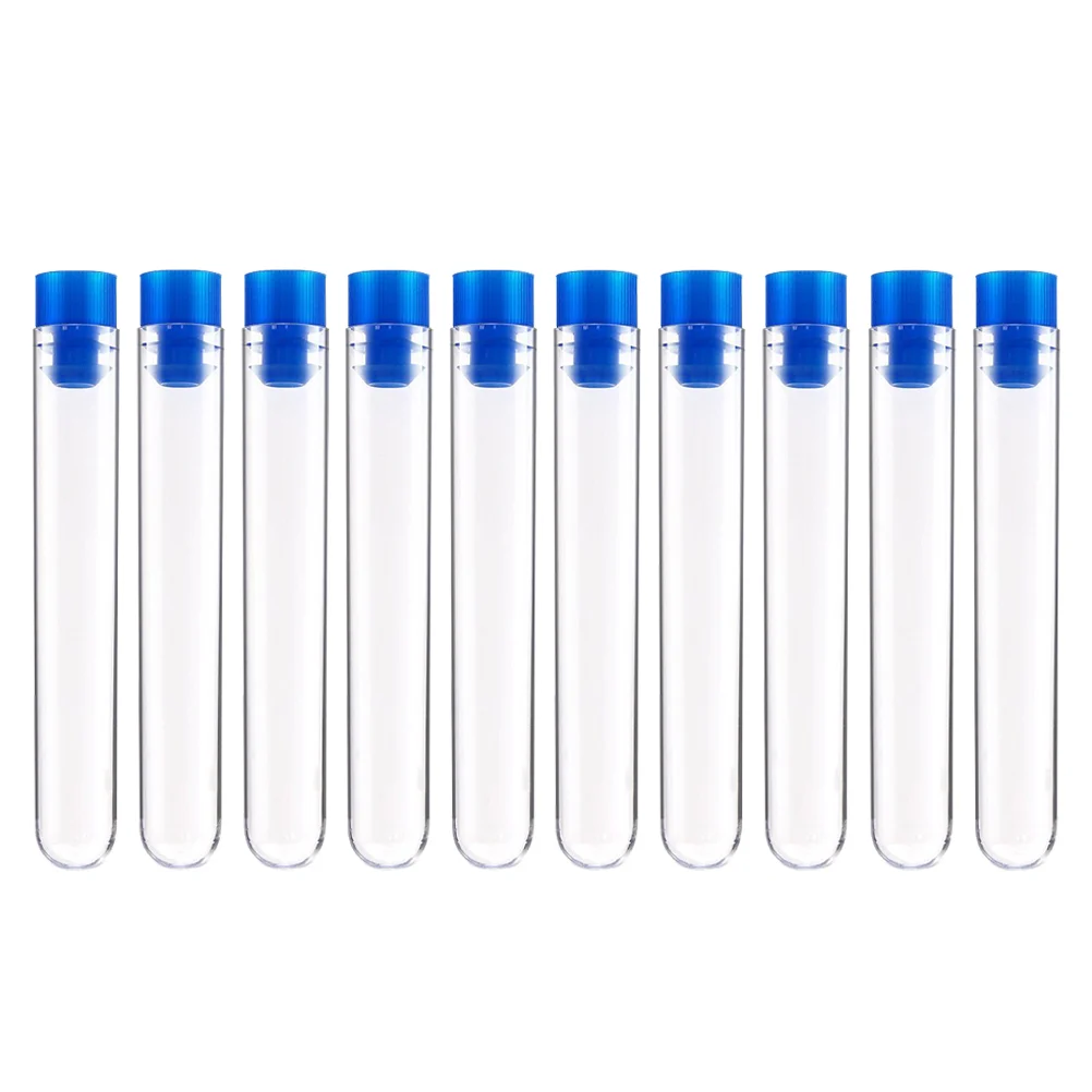 

50pcs Plastic Test Tubes with Caps Storage Containers Chemistry Experiment Tool
