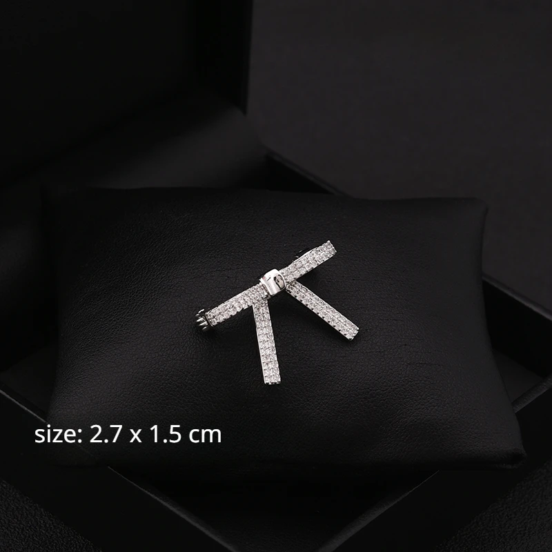 Korean Style Simple Neckline Small Pin Suit Decorative Shirt Cardigan Anti-Exposure Graceful Bowknot Luxury Brooch Jewelry 6035