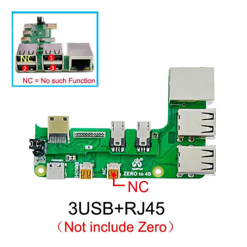 Raspberry pi Zero 2w para 3b 4b Adaptador de Interface Zero para Pi3 Pi4 Placa de Expansão Zero Pi0 Usb Hub Rj45 Chapéu - Imagem 6