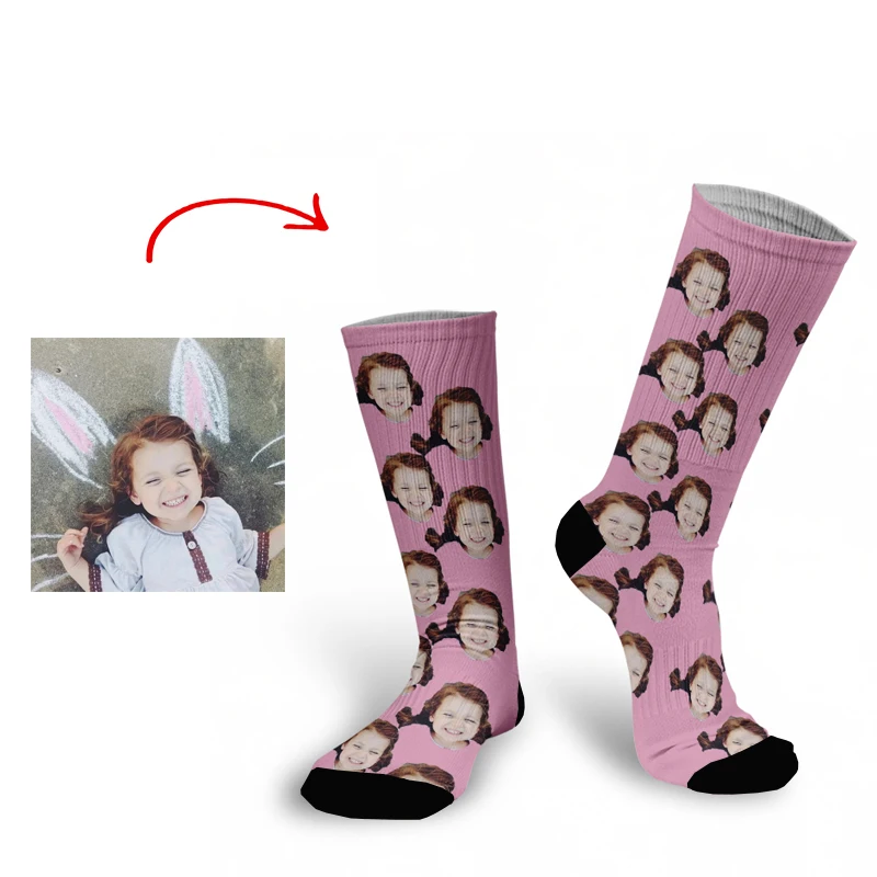 Printed Socks Personal Customized Avatar Printed Socks for Men Women Fashion Funny Cotton Long Socks for Children
