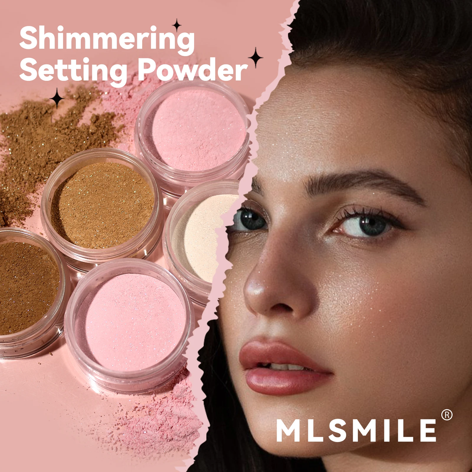 Fine Sparkling Makeup Powder-Long-Lasting Oil Control Matte Finish-4 Color Loose Powder Suitable for all skin tones