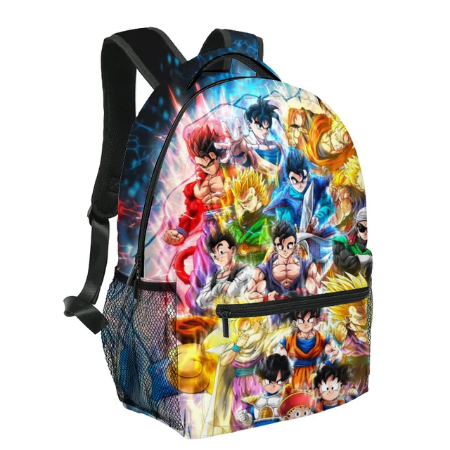 17 Inches Dragon Ball Anime Figure Cool Super Saiyan Son Goku Pattern  School Students Children's Double Sided Backpack(#02)