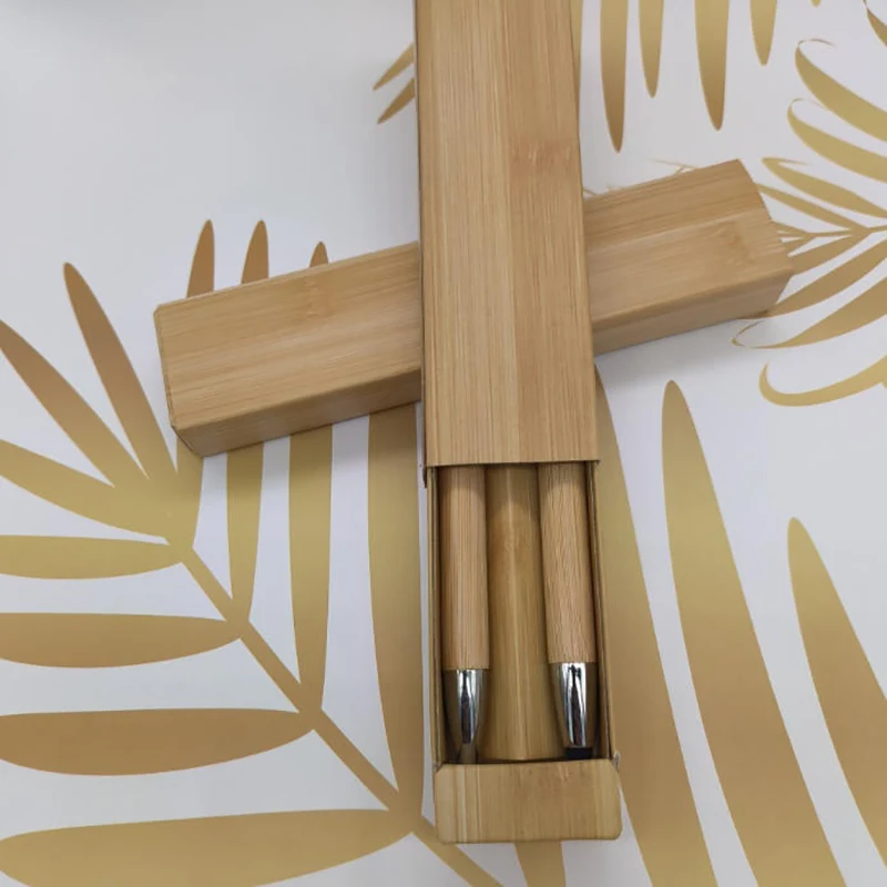 뜨거운 판매 2Pcs 대나무 볼펜 스타일러스 접촉 펜 사무실 및 학교 용품 펜 및 필기구 선물-검정 잉크