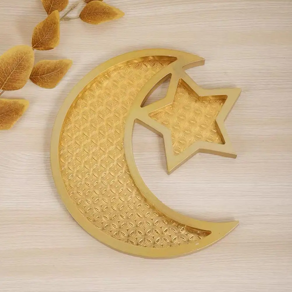 Eid Mubarak Star And Moon Metal food Tray Ramadan Decoration Eid Serving Tray Home Islamic Muslim Party Decor Table Accessories