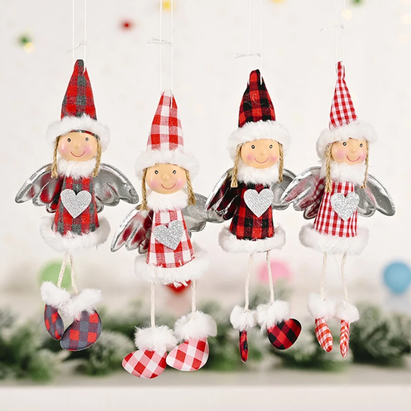 Lovely Christmas Angel Girl Cloth Doll Oranments Xmas Tree Hanging Pendants Merry Christma Decor Gifts Happy 2023 Noel Supplies