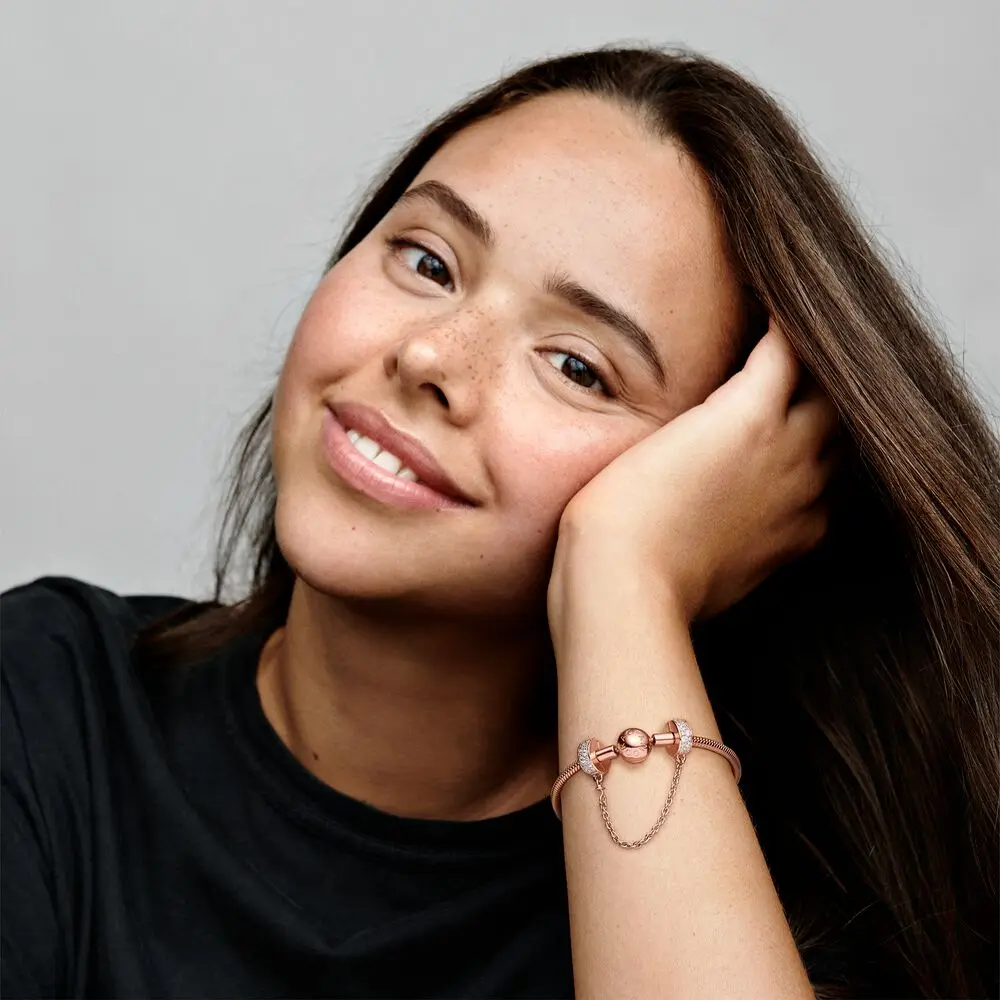 2022 Hot Sale 925 Sterling Silver 18 models Zircon Safety chain Charms Bead Fit Original Pandora Bracelets Charm Dangle DIY