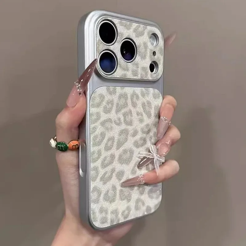 Elegant Leopard Print Faux Leather Phone Case - Shockproof Bumper Cover