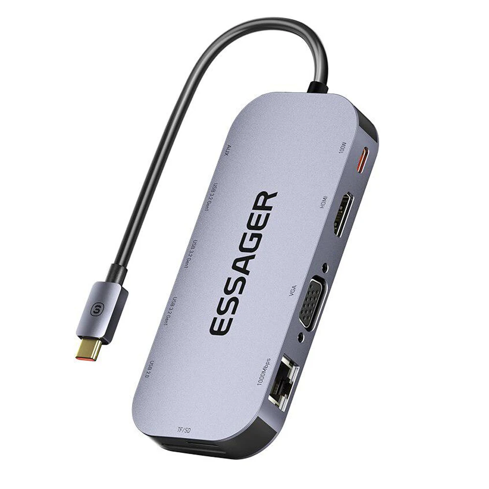 2024 NEW 11 in 1 USB C HUB 4K 30HZ Type C Docking Station For Macbook Air Pro Adapter Splitter For Laptops HDMI-Compatible RJ45