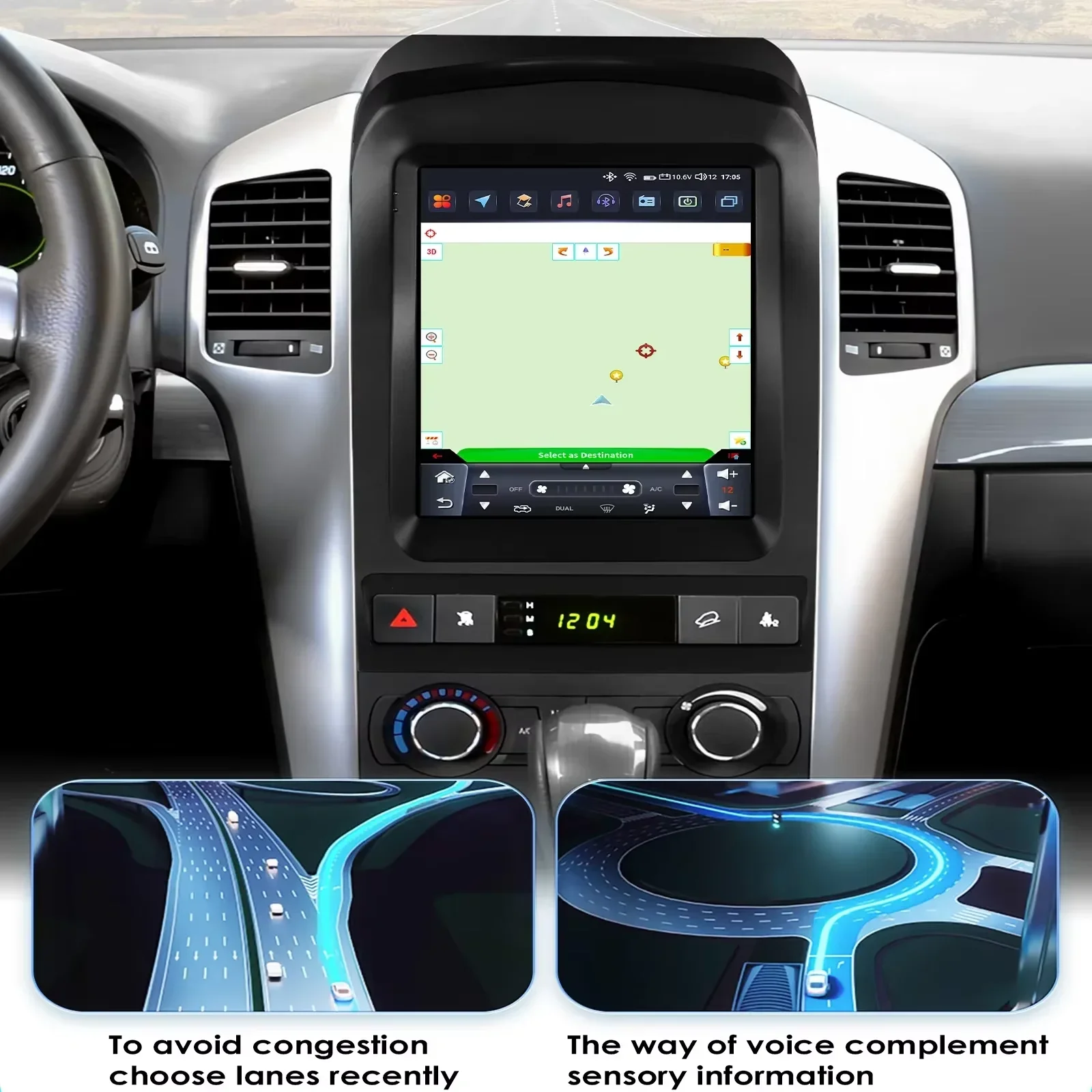 Radio para Auto Hizpo para Chevrolet Captiva Sport 2006-2012, Reproductor Multimedia con CarPlay, Android Auto, GPS, WIFI, FM, RDS, Autoradio, IA 4