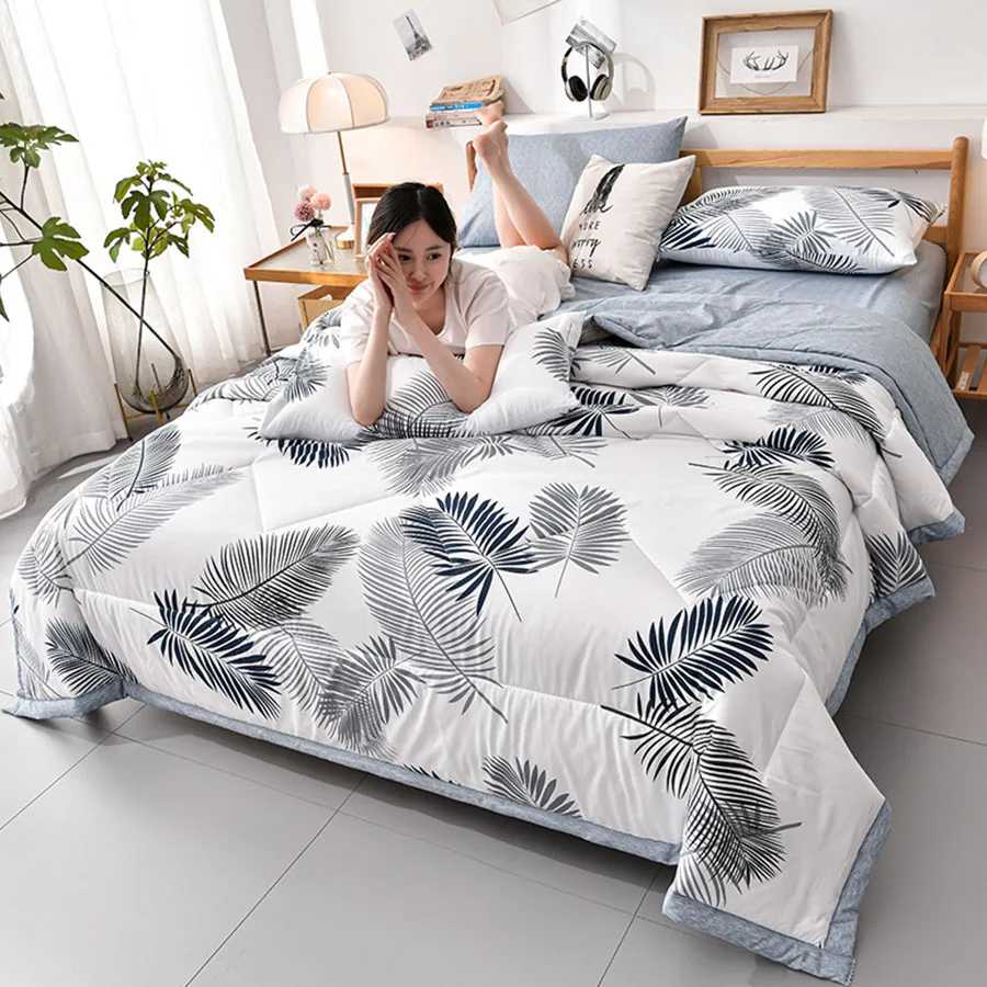 KDJEIKZ New quality simple summer quilt with microfiber quilted air conditioner covered by adult children four seasons blanket