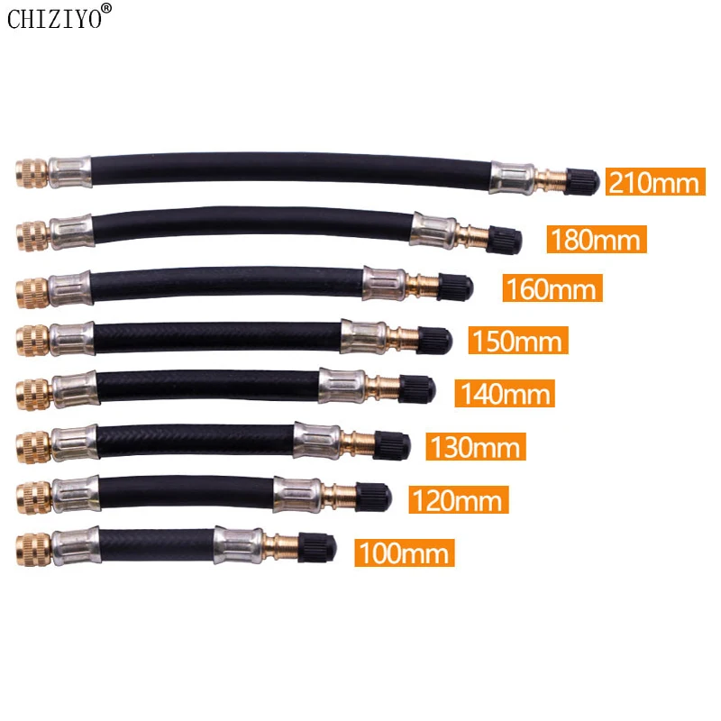 JIZZU 2 Mandrini Pneumatici Per Auto Con Tubo Prolunga 16cm | Connettore A Clip Per Pompa Gonfiatore | Adattatore Per Valvola Auto, Moto, Bici
