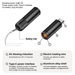 Compact Blow - to - Ignite Type C Lighter, Flame - Free and Battery - Free, Ideal for Travel and Outdoor Adventures (Black)