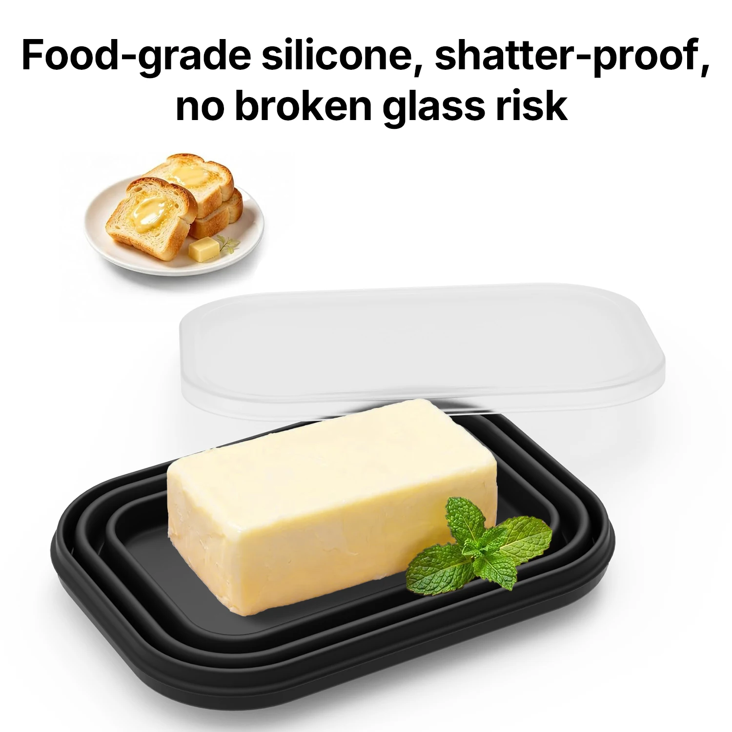 Premium Foldable Silicone Butter Dish - Durable, Drop-Proof, and Dishwasher Safe