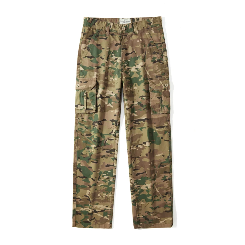 Pantaloni Cargo Mimetici da Uomo con Tasche Multiple, Gamba Dritta e Vestibilità Comoda, Traspiranti e Resistenti all'Usura, per Attività all'Aperto e Uso Quotidiano, 100% Cotone