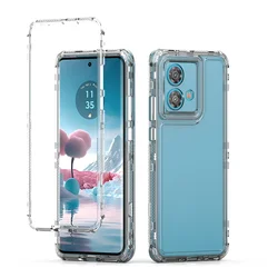 Tri - Layer Hybrid Armor Shockproof Case with Transparent Acrylic Back - Moto Edge 40 Neo (Clear)